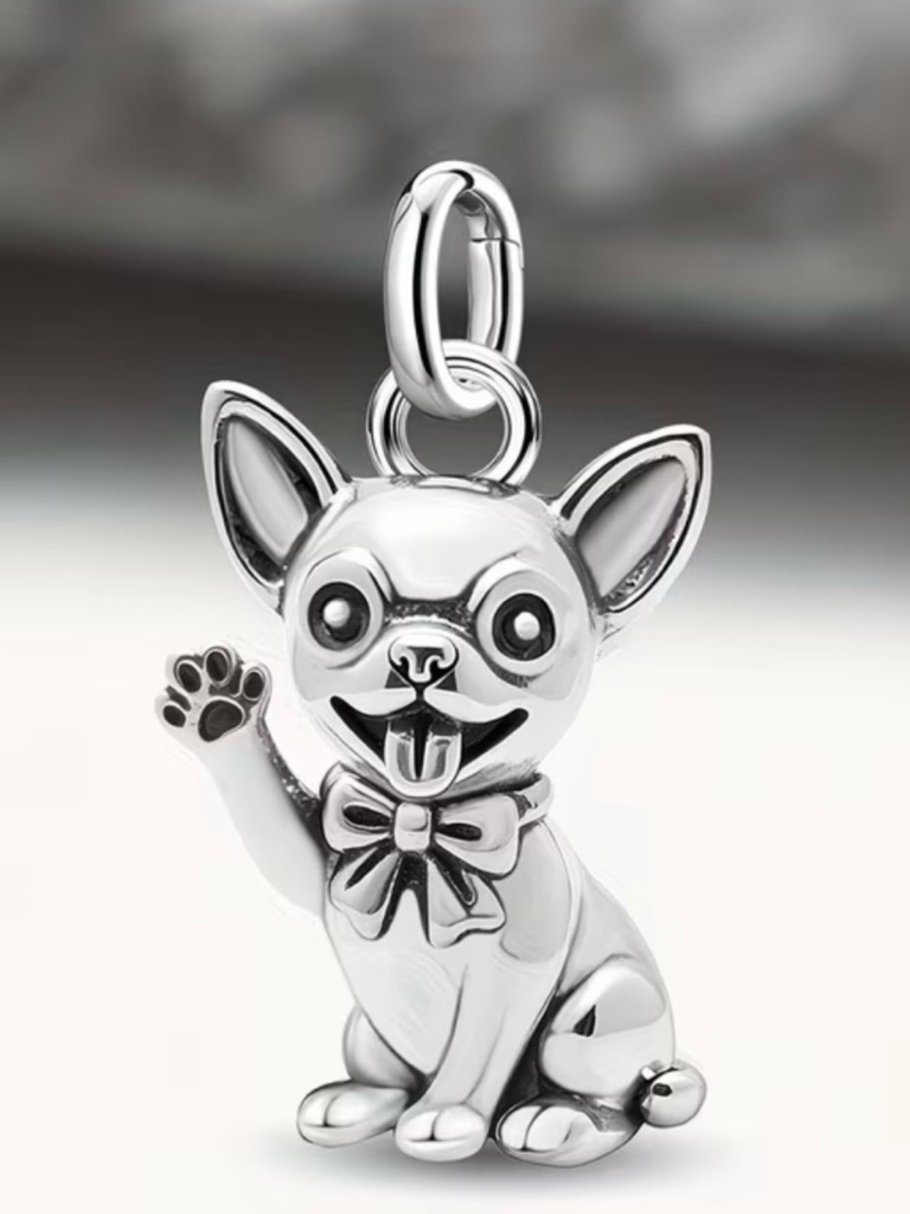 Silver Chihuahua Dog Charm Pendant for Bracelets - Silver